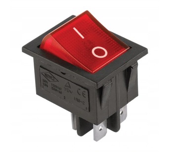 Przełącznik kołyskowy IRS-201-1A czerwony 250V 16A