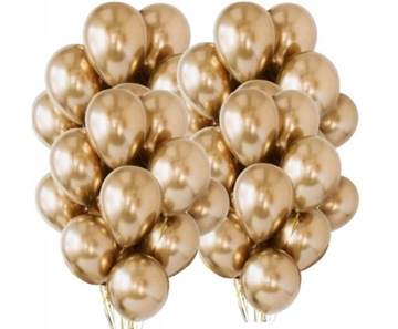 Balony Glossy shiny SZAMPAŃSKI ZŁOTE Metaliczne chrom 100 sztuk