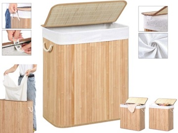 KOSZ POJEMNIJ ORGANIZER NA PRANIE 100L BAMBUSOWY TKANINA 60,5x51,5x31,5cm