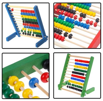 ДЕРЕВЯННЫЙ ШКОЛЬНЫЙ АБАБУС, 10-РЯДНЫЙ, ЦВЕТНОЙ