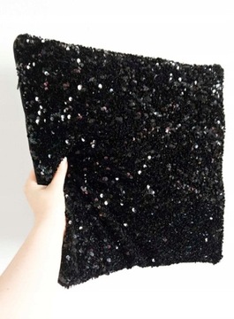 Poszewki Na Jaski Poszewka Czarna z Cekinami Glamour 40 x 40 cm