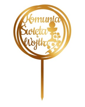 Złoty topper komunijny na tort TKZ-4