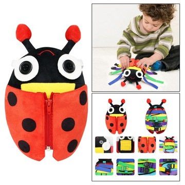 Сенсорная развивающая игрушка с плюшевой пряжкой в ​​виде животного Жук