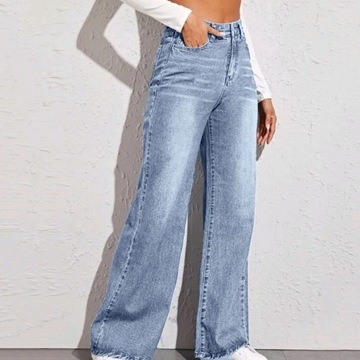 Straight Wide Leg Jeans Ladies Denim Pants Summer