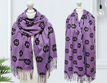 ELEGANCKI DUŻY SZALIK KASZMIR SZAL FRĘDZLE GC