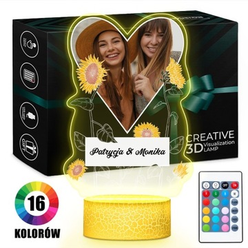 Lampka Nocna LED 3D z Imieniem Prezent dla Przyjaciółki Koleżanki Urodziny