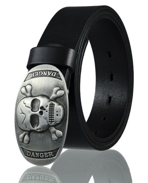 SKÓRZANY PASEK MOTOCYKLISTY BLAKARDO 4 CM CZARNY