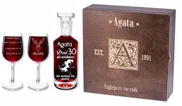 SKRZYNKA KARAFKA KIELISZKI Z GRAWEREM
