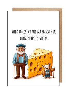 Pocztówka + eko koperta karnet wiek nie ma znaczenia ser myszka urodziny
