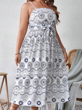 SUKIENKA MAXI LETNIA ZWIEWNA ROZKLOSZOWANA NA RAMIĄCZKACH SHEIN 3XL 46