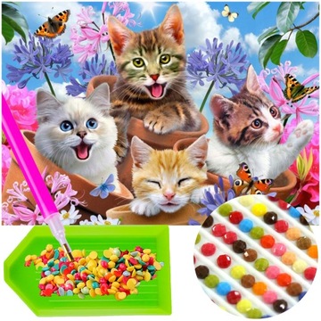 OBRAZ do Wyklejania Diamencikami Haft Diamentowy KOTKI Diamond Painting 5D