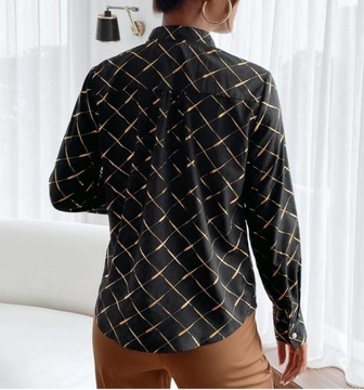 ЭЛЕГАНТНАЯ МОДНАЯ ЖЕНСКАЯ БЛУЗКА, РУБАШКА, ПРИНТ L