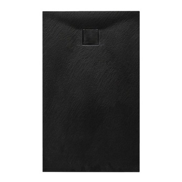 BRODZIK PRYSZNICOWY STRUKTURA KAMIENIA PROSTOKĄTNY RIKO CZARNY 140x90 CM