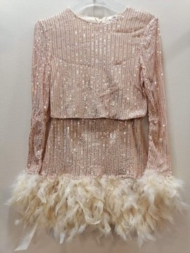 КОМПЛЕКТ БЛУЗКА + ЮБКА ИЗ ПЕРО С ПАЙЕТКАМИ 14 лет 158/164 ХИТ