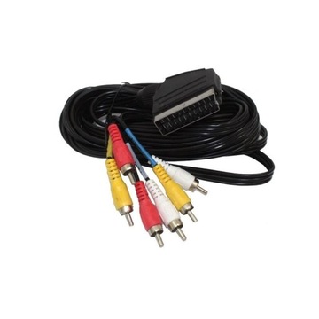 Kabel przewód EURO SCART EUROZŁĄCZE na 6 RCA cinch chinch czincz 2,5m czar