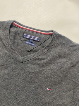 Tommy Hilfiger ORYGINAL SZARY BAWEŁNIANY SWETER L