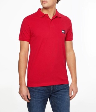 Koszulka polo męska TOMMY HILFIGER czerwona slim fit - XL