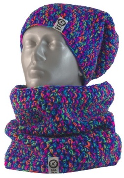 Czapka podszyta polarem + komin szydełko, handmade