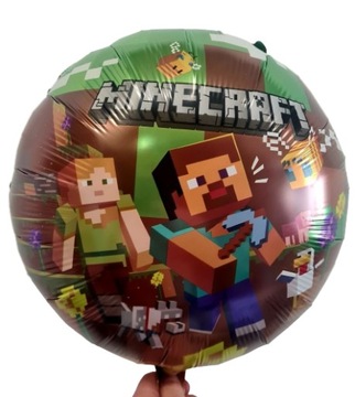 BALON FOLIOWY MINECRAFT OKRĄGŁY DUŻY ŚREDNICA 45CM