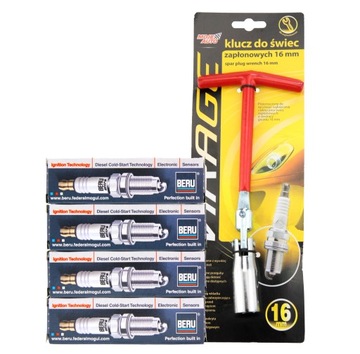 4x Świece Zapłonowe BERU Z 206 +klucz