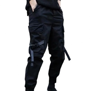 Men Cargo Pants Multi Pockets Hip Hop Drawstring J