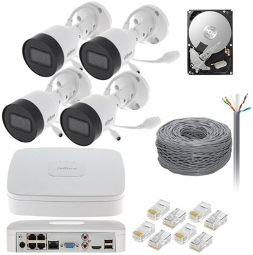 ZESTAW MONITORINGU IP DAHUA 4 KAMERY PoE IR30 5MPX