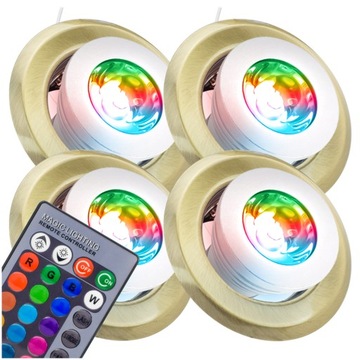 4x ZESTAW OŚWIETLENIOWY LED GU10 RGB Z PILOTEM