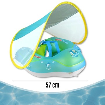 DMUCHANE KOŁO DO PŁYWANIA PONTON DLA DZIECI Z DASZKIEM I POMPKĄ NIEBIESKI