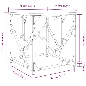Журнальный столик vidaXL Дуб дымчатый 45x45x47,5 см
