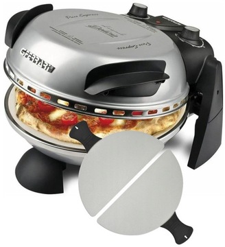 MINI PIEKARNIK PIEC DO PIZZY G3FERRARI G10006 DO 400°C +DWIE ŁOPATY SREBRNY