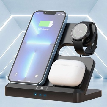 Быстрое беспроводное зарядное устройство 3в1 QI для Samsung S24 S23 S22 QC