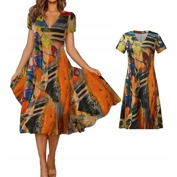 Stylowa sukienki damskie letnie midi z nadrukiem plażowym mini boho