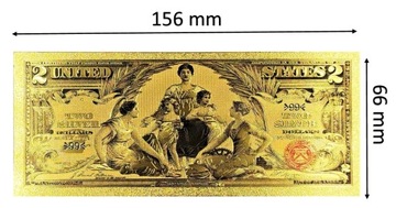 Уникальная позолоченная банкнота 2 ДОЛЛАРА 1896 года