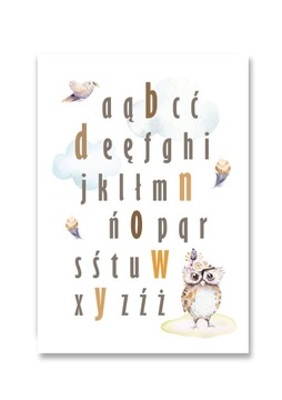 Plakat alfabet z motywem leśnym