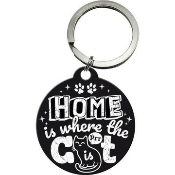 Brelok do kluczy Home is Where Cat metal retro