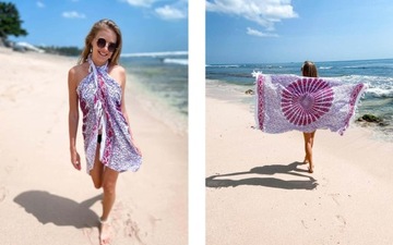 PAREO CHUSTA PLAŻOWA modne FRĘDZLE narzutka tunika KOLOROWY SZAL - KOLORY