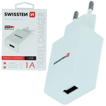 Ładowarka sieciowa Podróżna Zasilacz USB Adapter sieciowy 1A 5W SWISSTEN