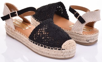 STYLOWE ESPADRYLE DAMSKIE ELEGANCKIE SANDAŁY NA SŁOMCE PLATFORMA