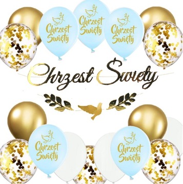 BALONY CHRZCINY zestaw dekoracji na CHRZEST