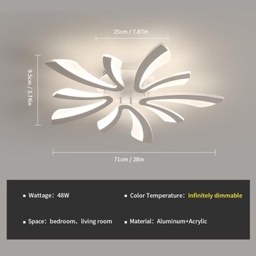 СВЕТОДИОДНЫЙ ПОТОЛОЧНЫЙ СВЕТИЛЬНИК, БЕЛАЯ ЛЮСТРА, 48ВТ + ДИСТАНЦИОННОЕ УПРАВЛЕНИЕ