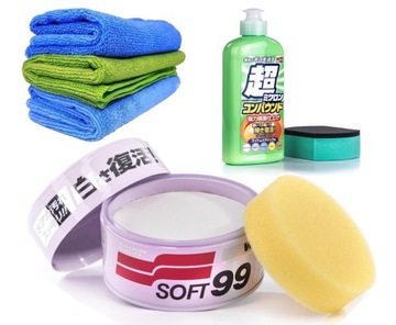 Zestaw Soft99 White Soft + Cleaner + 3 Mikrofibry