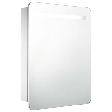 Szafka z lustrem i LED 60x11x80 cm, biało-srebrna