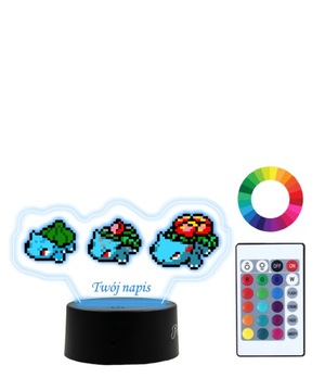 Lampka Nocna z Nadrukiem 3D LED Bulbasaur Ewolucja