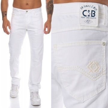 Spodnie Cipo Baxx Jeansy Białe Slimfit z elastanem