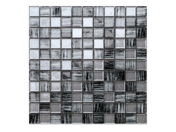 MOZAIKA SZKLANA SILVER SREBRNA CZARNA 8mm 30x30cm