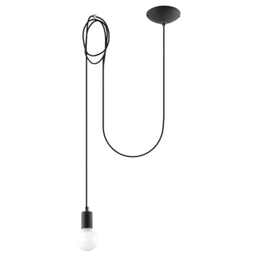 lampa wisząca żyrandol EDISON 1 LONG Czarny SL.0369 SOLLUX