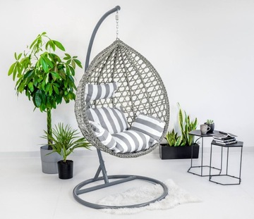 ПОДВЕСНОЙ СТУЛ, КОРЗИНКА-КАЧАЛКА COCOON, СЕРЫЕ КАЧЕЛИ