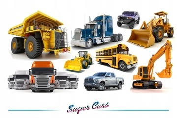 Naklejki koparki wywrotki ciężarówki - Cars 3