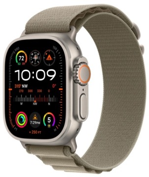APPLE Watch Ultra 2 GPS Cellular, титановый корпус, 49 мм, с оливковой альпийской петлей