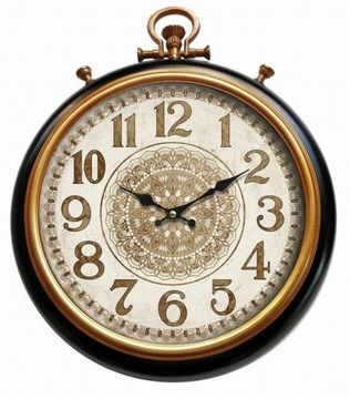 Настенные часы большие черные, золотые 42см ретро лофт